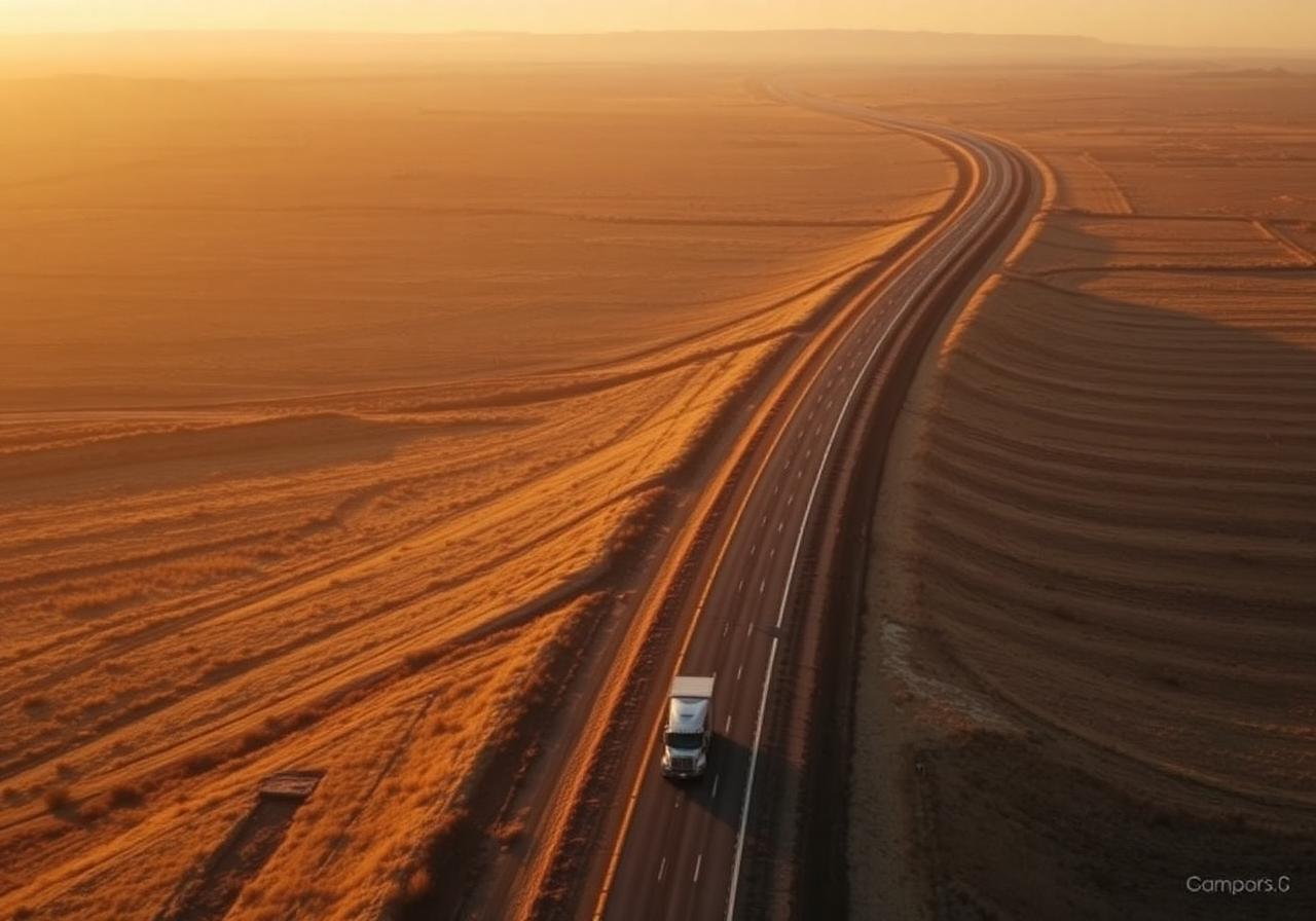 Highway at golden hour